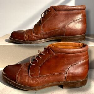 Men's Size 11M JOHNSTON & MURPHY Brown Deerskin Leather Lace Up Chukka Boots